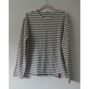 Women's Kule White Black Stripe The Boyfriend Long Sleeve Cotton Top Size S